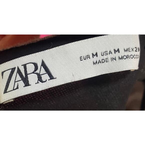 Zara Wool Blend Puff Sleeve Midi Dress V Neck Pleated Front Grey Womens Medium - Picture 5 of 5